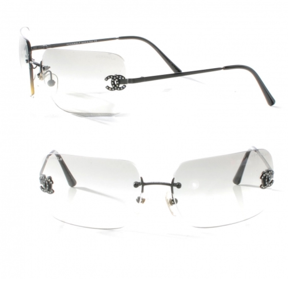 Chanel Y2K Diamante ๐ Crystal CC Logo Sunglasses Smoke ๐จ Gray - Picture 5 of 17
